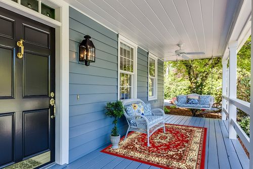 Antep Rugs Kashan King Collection Himalayas Oriental Polypropylene Indoor Area Rug (Maroon/Beige, 5' x 7') in Light Blue Patio