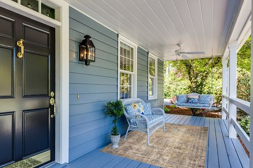 Amber Lewis x Loloi Morgan Collection MOG-01 Sunset / Ink 5'-0" x 7'-0" Area Rug feat. CloudPile in Light Blue Patio