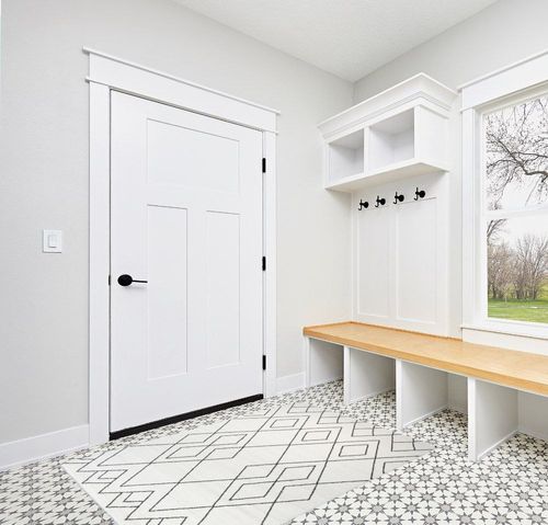 Elle Geometric Cream Area Rug BALTA Rugs Rug Size: Rectangle 4'4" x 6' in White Modern Entryway