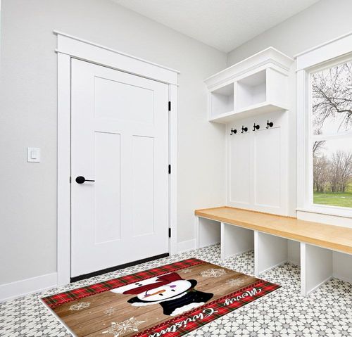 Area Rug, Winter Snowflake Snowman Christmas Rug, 2x3 Feet Rugs for Living Room Bedroom Kids Room Kids Room Nursery Classroom, Non-Slip Comrft Carpet Washable Rug in White Modern Entryway