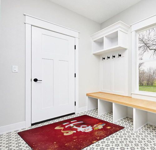 ALAZA Christmas Santa Claus with Gift Red Firework Area Rug for Living Room Bedroom 6'x4' in White Modern Entryway