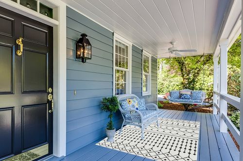 Hauteloom Ringwood 5' 3" x 7' 3" Moroccan Farmhouse Shag - Black, Charcoal, White Bohemian Area Rug - Rectangle - Polypropylene and Polyester Blend in Light Blue Patio