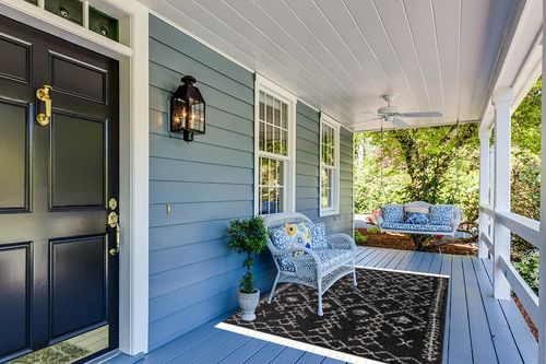 Hauteloom Berber Shag Collection - Thetford Farmhouse Living Room Bedroom Area Rug with Tassel - Fluffy Plush High Pile Carpet - Soft Shaggy Rug, Moroccan Trellis - Black, White, Beige - 5'3" x 7'3" in Light Blue Patio