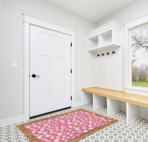 Ambesonne Birds Area Rug, Poultry Concept Abstract White Silhouettes of Fluffy Chickens and Tiny Sparrow Birds, Flat Woven Accent Rug for Living Room Bedroom Dining Room, 4' X 5' 7", Multicolor in White Modern Entryway
