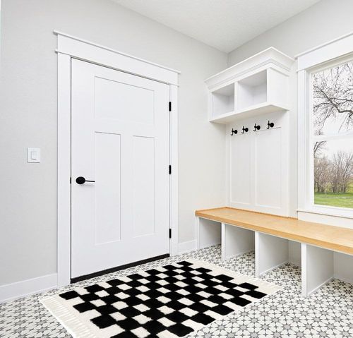 Lahome Checkered Boho Rug for Bedroom, 4x6 Living Room Rug Washable Black and White Area Rug with Tassels, Farmhouse Office Dorm Rug Throw Rugs for Entryways Nursery Decor in White Modern Entryway