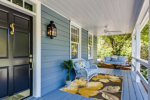 CAMILSON Solana Modern Floral 5x7 Area Rugs Non-Skid (Non-Slip) Rubber Backing Yellow - Brown Flowers Indoor Rug (5 x 7, Yellow Brown) in Light Blue Patio