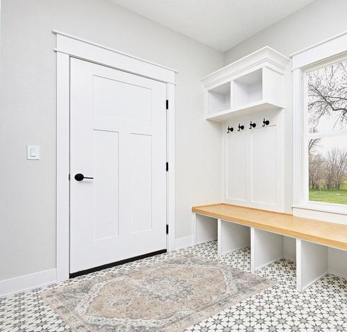 befbee 4x6 Rugs for Living Room Bedroom,Non-Slip Washable Rug,Stain Resistant Lightweight Area Rugs for Dining Room,Ultra-Thin Indoor Floor Carpet (Pink/Gray, 4'x6') in White Modern Entryway