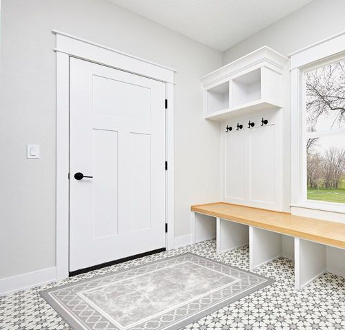 GENIMO 4'x6' Area Rugs for Living Room, Non Slip Machine Washable Indoor Rug, Low Pile Geometric Print Chenille Rugs for Bedroom Dining Room Home Office (Gray/White) in White Modern Entryway