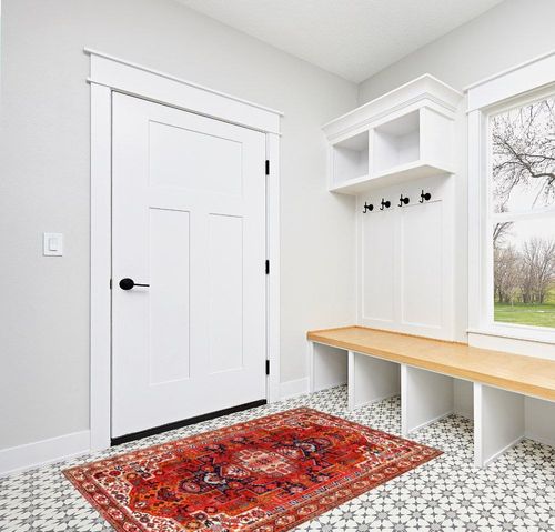 Seavish Boho Tribal Area Rugs for Living Room 4x6 Orange Oriental Rug Vintage Farmhouse Throw Rugs with Rubber Backing Washable Distressed Indoor Soft Floor Capet for Bedroom Dining Room in White Modern Entryway
