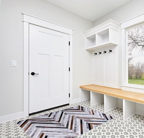 DECOMALL Coronado Machine Washable Rugs, Modern Geometri Rug, Faux Cowhide Patchwork Carpet for Living Room Bedroom Dinning Room,3' 6" x 5' 6", Multi in White Modern Entryway