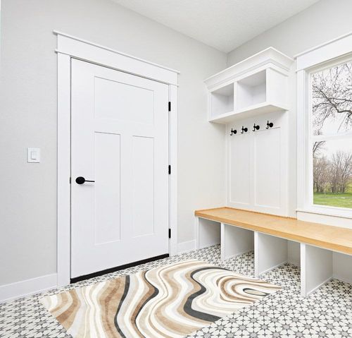 FINOREN Artistic Abstract Area Rug.Cream and Brown,4x6 Feet,Suitable for Bedroom,Living Room,Apartment,Machine Washable Non-Slip Soft Modern Interior Rug,Smudge-Proof,Non-Shedding. in White Modern Entryway
