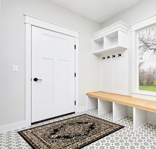 Antep Rugs Oriental 4x6 Traditional Medallion Indoor Area Rug Siesta (Black Beige, 3'11" x 5'11") in White Modern Entryway