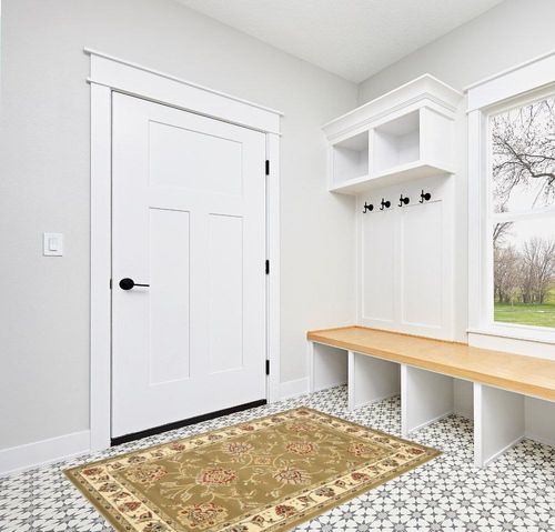 SAFAVIEH Lyndhurst Collection Accent Rug - 4' x 6', Green & Ivory, Traditional Oriental Design, Non-Shedding & Easy Care, Ideal for High Traffic Areas in Entryway, Living Room, Bedroom (LNH555-5212) in White Modern Entryway