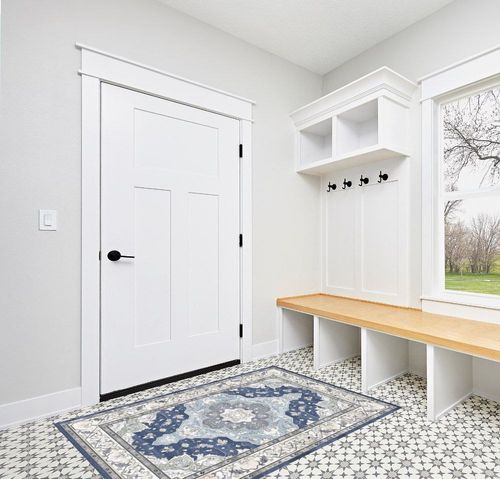 HOMFINE Area Rug 4x6 - Soft Low-Pile Washable Rug with Non-Slip Backing, Blue Plant Floral Pattern Vintage Rug for Living Room Bedroom Dining Home Office in White Modern Entryway