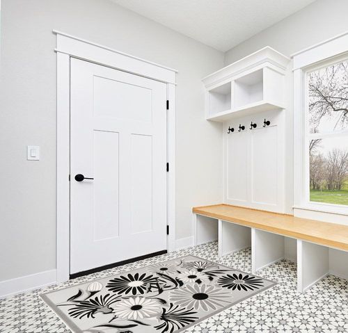Nourison Aloha Indoor/Outdoor Black White 3'6" x 5'6" Area -Rug, Easy -Cleaning, Non Shedding, Bed Room, Living Room, Dining Room, Deck, Backyard, Patio, High Traffic (4x6) in White Modern Entryway