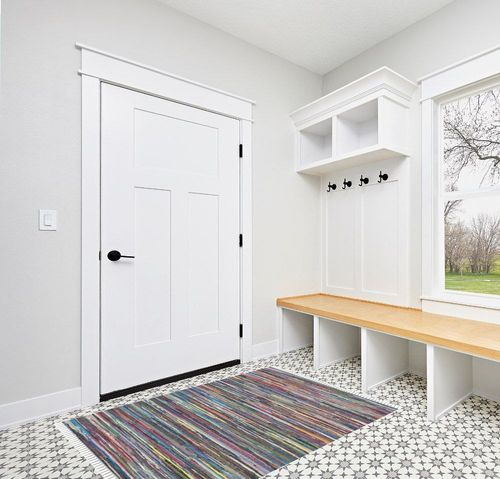 SAFAVIEH Rag Rug Collection Accent Rug - 4' x 6', Grey & Multi, Handmade Boho Stripe Cotton, Ideal for High Traffic Areas in Entryway, Living Room, Bedroom (RAR121M) in White Modern Entryway