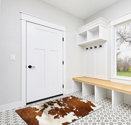 Red and White Cowhide Washable Rug, Carpet Rugs for Nursery Room, Bedroom, Luxury Home Decor, Soft Floor Plush Carpets - 36"x24" in White Modern Entryway