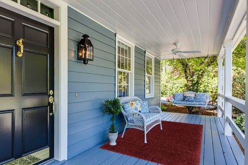 Well Woven Elle Basics | Emerson Shag Deep Red | Textured (5'3" x 7'3") Area Rug in Light Blue Patio