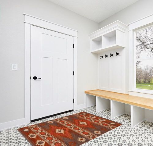 Safavieh Kilim Collection Accent Rug - 4' x 6', Brown & Dark Grey, Handmade Tribal Southwestern Boho Rustic Wool, Ideal for High Traffic Areas in Entryway, Living Room, Bedroom (KLM331T) in White Modern Entryway