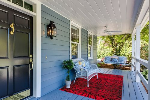 Antep Rugs Floral 5x7 Abstract Indoor Area Rug Siesta (Red Black, 5'3" x 7') in Light Blue Patio