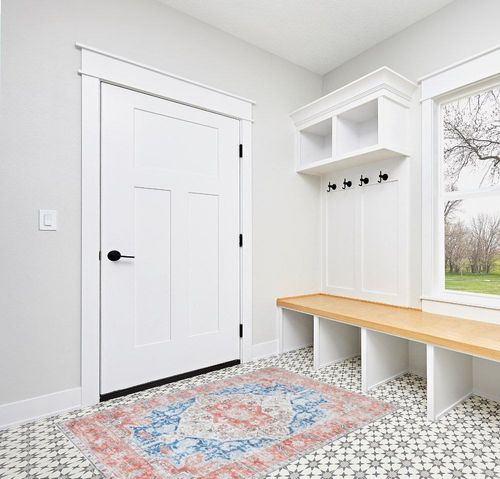 VIPBED Area Rug, 4x6 Washable Rug for Living Room, Vintage Distressed Rug with Anti-Slip Backing, Ultra-Thin Rug Boho Farmhouse Rug for Home Decor(Red,4'x6') in White Modern Entryway