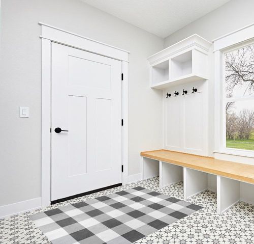 nuLOOM Lucy Machine Washable Farmhouse Buffalo Plaid Area Rug, 4x6, Grey in White Modern Entryway