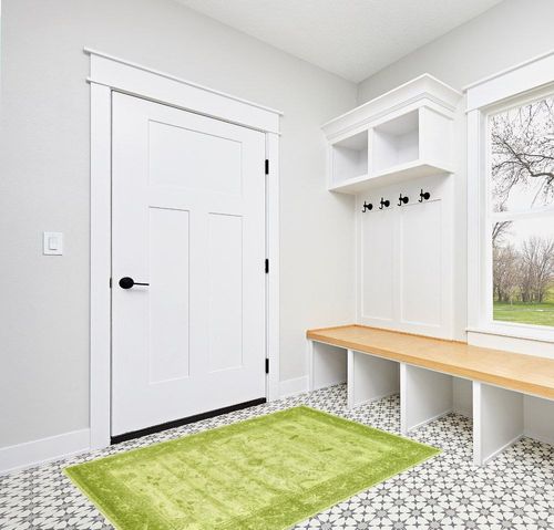 Unique Loom La Jolla Collection Farmhouse, Contemporary, Botanical, Traditional, Vintage Area Rug, 4 ft 0 x 6 ft 1 Rectangular, Light Green/Green in White Modern Entryway