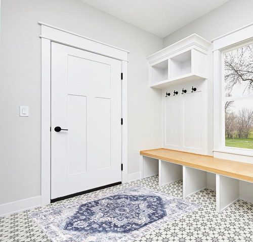 Auemtyn Area Rug,4x6 Washable Rug for Living Room, Rug with Anti-Slip Backing, Vintage Rug for Bedroom,Ultra-Thin Boho Farmhouse Rug for Home Decor(4'x6',Blue) in White Modern Entryway