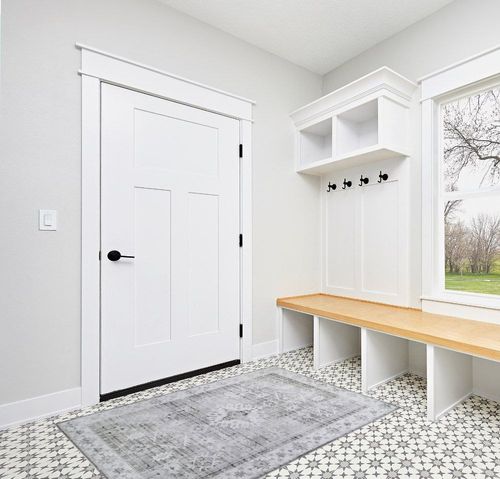 Auemtyn Area Rug,4x6 Machine Washable Rug for Living Room,Soft Anti-Slip Vintage Rug for Bedroom, Boho Farmhouse Rug for Home Decor(4'x6',Grey) in White Modern Entryway