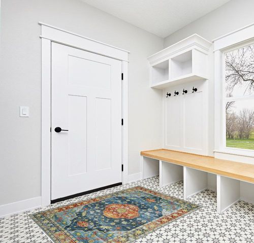 COZYLOOM Area Rug Medallion Distressed Rug 4x6 Floral Print Oriental Rug Foldable Thin Chenille Floor Cover Non-Slip Washable Rug for Living Room Bedroom Dorm Home Office Decor Blue/Red in White Modern Entryway