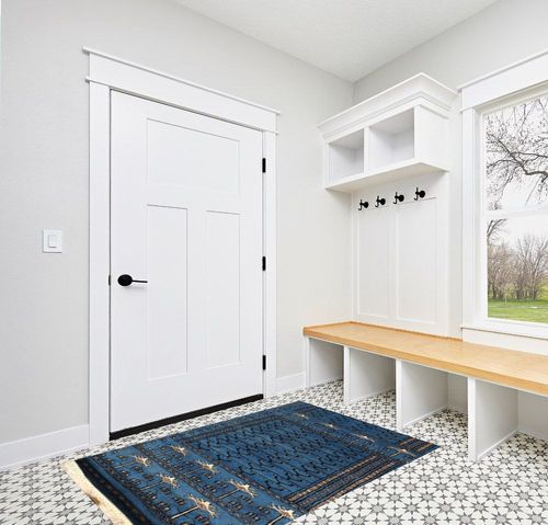 4x6 feet Handknotted Vintage Blue Wool Rug 120x180 cm Custom Area Blue Rug for Bedroom Oriental Rug, Classic Blue Rug for Livingroom in White Modern Entryway