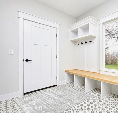 Lahome Farmhouse Moroccan Area Rug, Washable 4x6 Rug for Bedroom Soft Low Profile Rubber Backing Playroom Office Rugs Non Slip, Rustic Tribal Decor Kitchen Entryway Floor Carpet, Grey in White Modern Entryway