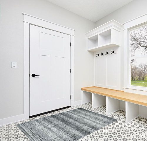 Garvee Machine Washable Area Rug 4x6 Non Slip Modern Diamond Rug for Living Room Bedroom Printed Geometric Accent Rug Home Decor Floor Decoration Carpet Mat, Grey in White Modern Entryway