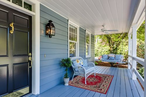 Home Dynamix Premium Sakarya Traditional Medallion Border Area Rug, Claret, 3'7"x5'2" Rectangle in Light Blue Patio