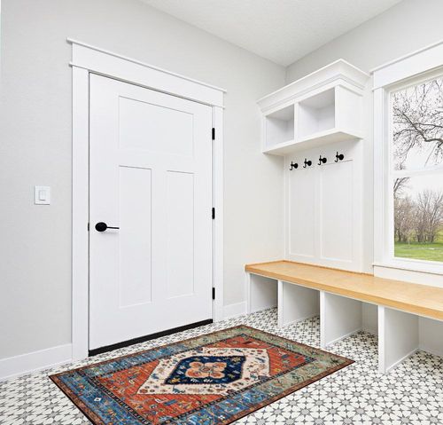 Lahome Boho Rugs for Living Room - 4x6 Area Rug Machine Washable Bedroom Rugs Non-Slip Low-Pile Entryway Rug Throw Oriental Distressed Kitchen Rugs Indoor Floor Carpet for Dining Room Bathroom Office in White Modern Entryway