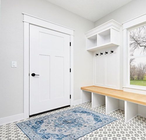 VIPBED Rug,4x6 Washable Area Rug for Living Room,Vintage Distressed Blue Rug with Anti-Slip Backing,Ultra-Thin Rug Boho Farmhouse Rug for Home Decor(Blue,4'x6') in White Modern Entryway
