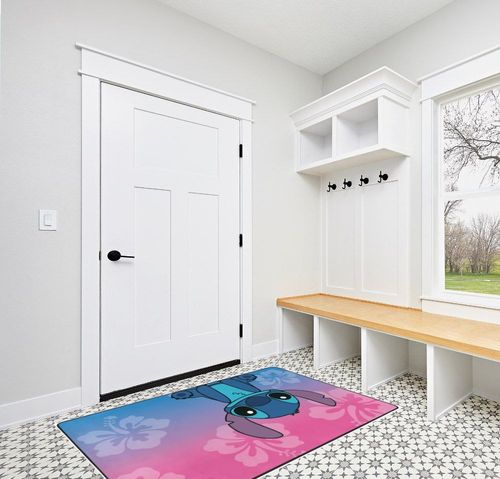 KLGB Large Anime Rug Little Blue Monster Rug for Stitch, Non-Slip Bathroom Rugs, Kitchen Rugs Velvet Carpet Floor Mat Rugs for Bedroom (Little Blue Monster 4, 36"x24") in White Modern Entryway