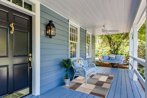 ‎Grey-brown ‎Modern Eclectic ‎Stain Resistant Area Rug in Light Blue Patio