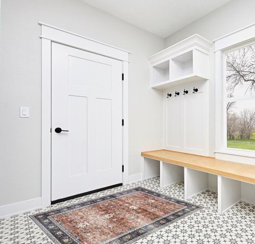 BRICHOEE Vintage Washable Area Rug 4x6 Brick Red Low-Pile Indoor Floral Print Carpet Non Slip Printed Persian Boho Rug for Living Room in White Modern Entryway