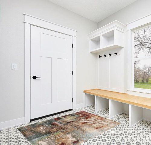 Lahome Modern Abstract Area Rug - 4x6 Red Rugs for Living Room Soft Area Rug for Bedroom Dining Room Mat, Machine Washable Contemporary Indoor Office Floor Carpet for Kitchen Laundry Room Entryway in White Modern Entryway