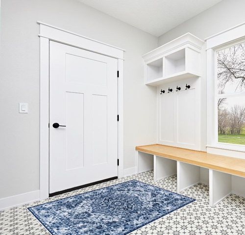 ULTSOFE 4x6 Rugs for Living Room Bedroom, Area Rug Vintage Rug Indoor Floor Soft Print Carpet Blue Accent Rugs, Throw Rug Non-Shedding Low-Pile Non-Slip Washable Rug in White Modern Entryway