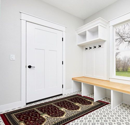 Modefa Turkish Islamic Prayer Rug - Multi Person Janamaz Sajada for Family or Mosque - Large Gathering & Group Praying Carpet - Wide Plush Velvet Praying Mat (Long 4 Person Red/Green) in White Modern Entryway