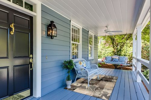 SUPERIOR Indoor Area Rug, Jute Backed, Perfect for Hallway, Entryway, Office, Living/Dining Room, Bedroom, Kitchen, Floor, Modern Floral Patchwork Decor, Pastiche Collection - 4ft x 6ft , Beige in Light Blue Patio