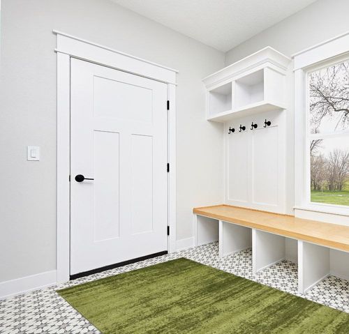 ‎Green/Hunter Green ‎Casual ‎Stain-resistant ‎Area Rug in White Modern Entryway