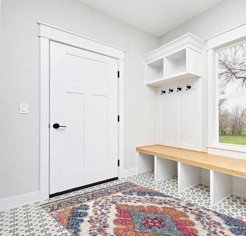‎Blue/Multi ‎Bohemian FLAIR Boho Vintage Traditional Non Slip Rug in White Modern Entryway