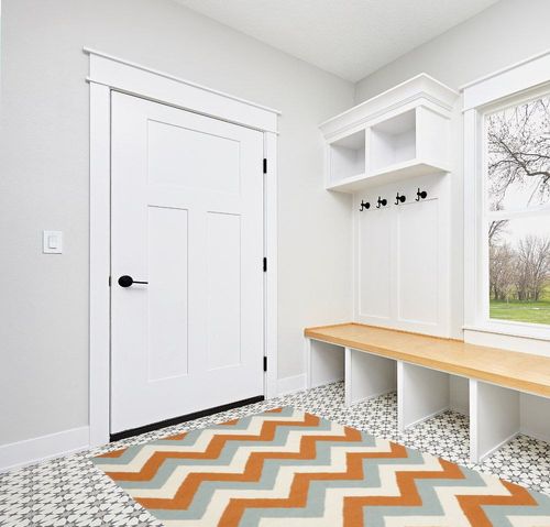 Safavieh 5' x 8' Dhurries Dhu640c Terracotta / Blue Rug in White Modern Entryway