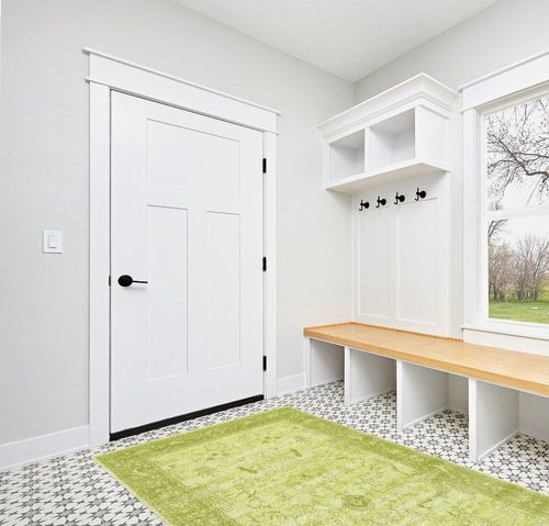 Unique Loom La Jolla Collection Farmhouse, Contemporary, Botanical, Traditional, Vintage Area Rug, 5 x 8 ft, Light Green/Green in White Modern Entryway