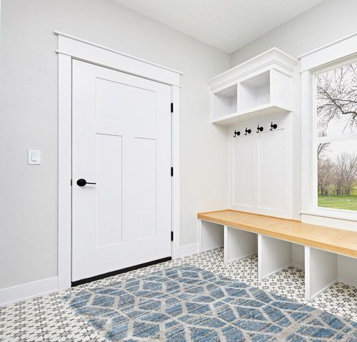 Ameli Contemporary Blue/Beige Rug, 4'' x 6'' Accent Rug Wade Logan Rug Size ... in White Modern Entryway