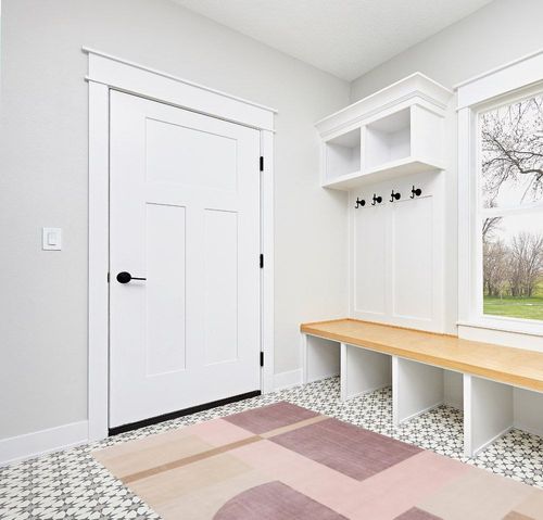 Swanscombe Geometric Pink/Light Purple Area Rug Wade Logan Rug Size: Rectangle 5 ... in White Modern Entryway