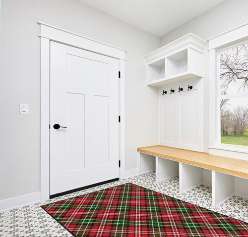 Brumlow MILLS Christmas Plaid Washable Festive Print Holiday Area Rug for Living or Dining Room, Bedroom Carpet and Kitchen Rug, 5'x8', Multicolor in White Modern Entryway